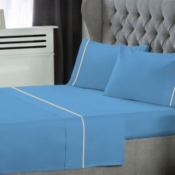 Σεντόνια Μονά Σετ Dyed Polycottton Blue Με Φυτίλι Le Blanc (170x270) 3Τεμ