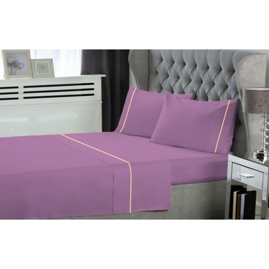 Σεντόνια Υπέρδιπλα Σετ Dyed Polycottton Lilac Με Φυτίλι Le Blanc (240x270) 4Τεμ