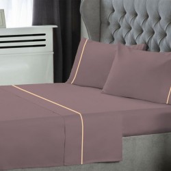 Σεντόνια Υπέρδιπλα Σετ Dyed Polycottton Wood Rose Με Φυτίλι Le Blanc (240x270) 4Τεμ