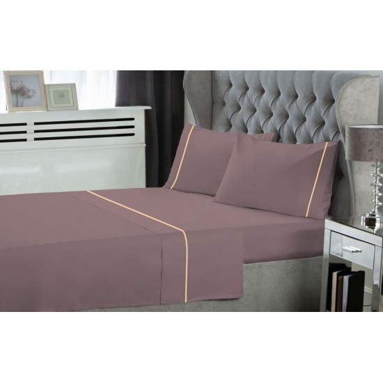 Σεντόνια Υπέρδιπλα Σετ Dyed Polycottton Wood Rose Με Φυτίλι Le Blanc (240x270) 4Τεμ