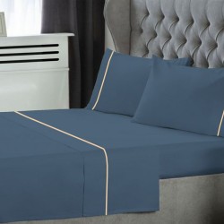 Σεντόνια Υπέρδιπλα Σετ Dyed Polycottton Dusty Blue Με Φυτίλι Le Blanc (240x270) 4Τεμ