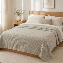 Κουβέρτα Πικέ Υπέρδιπλη Reactive Sanforized Light Grey Cotton Le Blanc (230x250) 1Τεμ