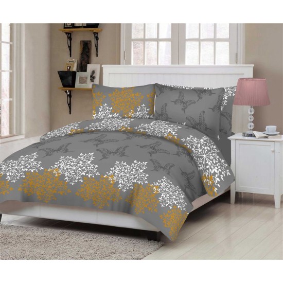 Κουβερλί Υπέρδιπλο Σετ Premium Line Butterfly-Grey Cotton Le Blanc (220x240) 3Τεμ