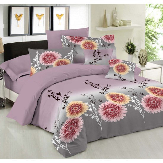 Κουβερλί Μονό Σετ Premium Chrysanthemum Lilac Cotton Le Blanc (160x240) 2Τεμ