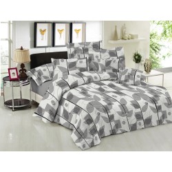 Σεντόνια Μονά Σετ Premium Leaves Grey Cotton Le Blanc (170x270) 3Τεμ