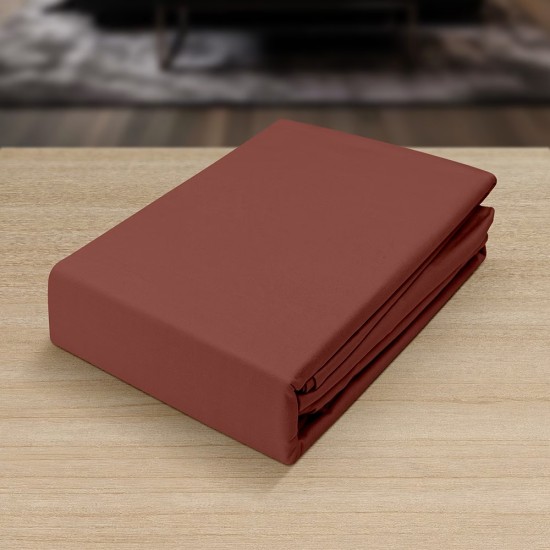 Κατωσέντονο Ημίδιπλο Basico Rose Polycotton Lino (120x200+30) Με Λάστιχο 1Τεμ