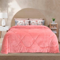 Κουβερτοπάπλωμα Με Sherpa Υπέρδιπλο Dania Old Pink Lino (220x240) 1Τεμ