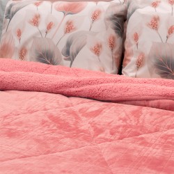 Κουβερτοπάπλωμα Με Sherpa Υπέρδιπλο Dania Old Pink Lino (220x240) 1Τεμ