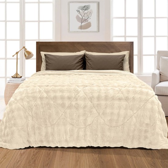 Κουβερτοπάπλωμα Γούνινο Υπέρδιπλο Conilio Ecru 3D Rabbit Fur Lino (220x240) 1Τεμ