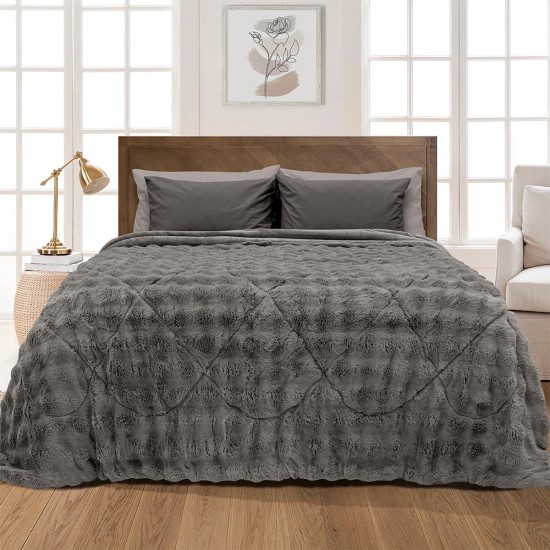 Κουβερτοπάπλωμα Γούνινο Υπέρδιπλο Conilio D.Grey 3D Rabbit Fur Lino (220x240) 1Τεμ