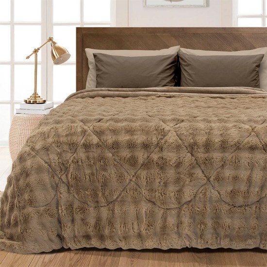Κουβερτοπάπλωμα Γούνινο Υπέρδιπλο Conilio Beige 3D Rabbit Fur Lino (220x240) 1Τεμ