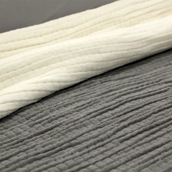 Κουβέρτα Καλοκαιρινή Υπέρδιπλη Lasy Grey 600gsm Cotton Lino (230x240) 1Τεμ