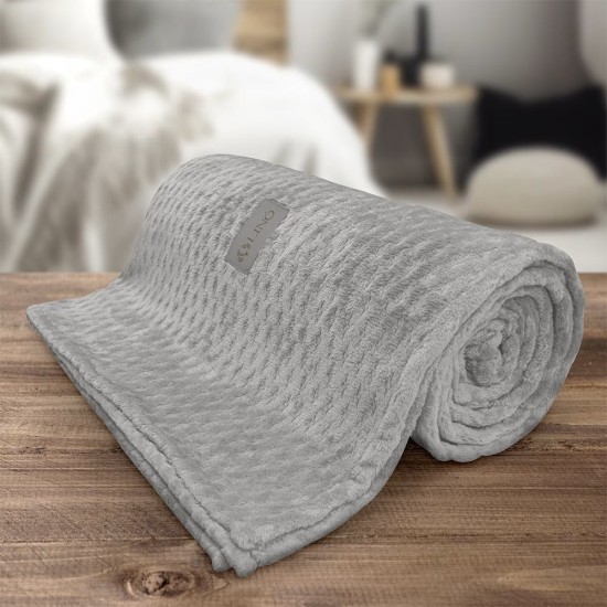Κουβέρτα Fleece Υπέρδιπλη Lofti Ασημί Flannel Lino (220x240) 1Τεμ
