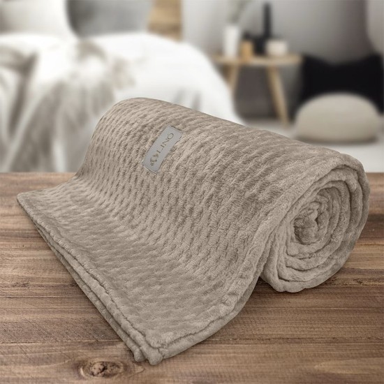 Κουβέρτα Fleece Υπέρδιπλη Lofti Taupe Flannel Lino (220x240) 1Τεμ
