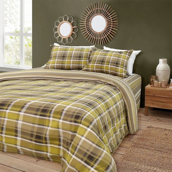 Παπλωματοθήκη Φανελένια Υπέρδιπλη Σετ Revon Honey Flannel Cotton Lino (220x240) 3Τεμ