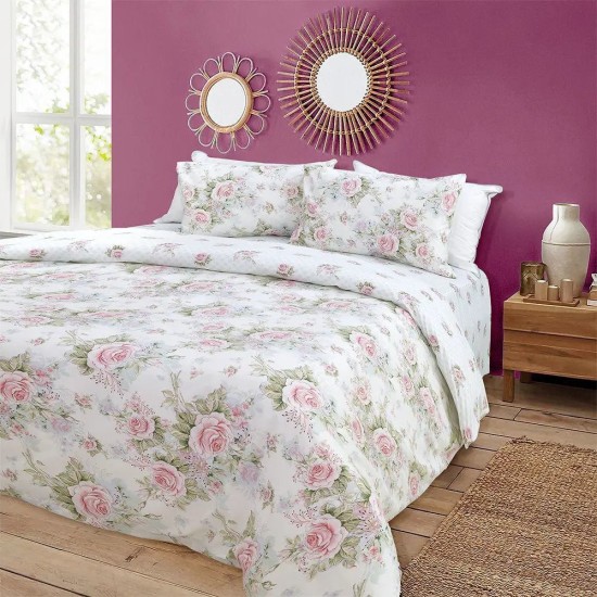 Παπλωματοθήκη Φανελένια Υπέρδιπλη Σετ Aliso White Flannel Cotton Lino (220x240) 3Τεμ