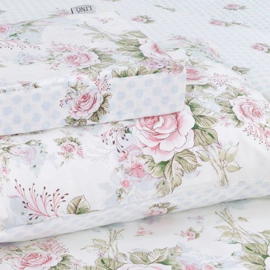 Παπλωματοθήκη Φανελένια Υπέρδιπλη Σετ Aliso White Flannel Cotton Lino (220x240) 3Τεμ