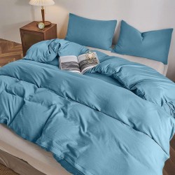 Σεντόνια Υπέρδιπλα Σετ Moderna Blue Cotton Lino (160x200+32 ) Με Λάστιχο 4Τεμ