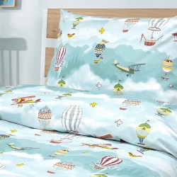 Σεντόνια Παιδικά Μονά Σετ Cloud Chasers Petrol Cotton Lino (170x260) 3Τεμ
