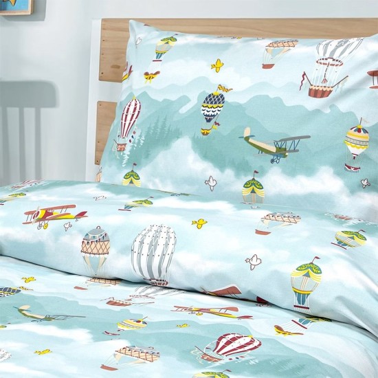 Σεντόνια Παιδικά Μονά Σετ Cloud Chasers Petrol Cotton Lino (170x260) 3Τεμ