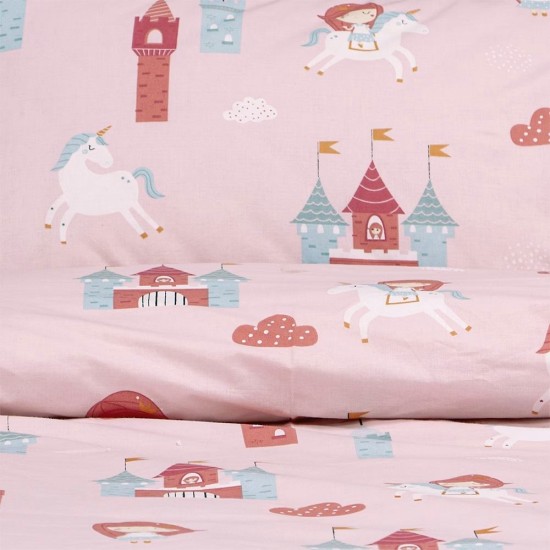 Σεντόνια Παιδικά Μονά Σετ Cloud Kingdom Pink Cotton Lino (170x260) 3Τεμ