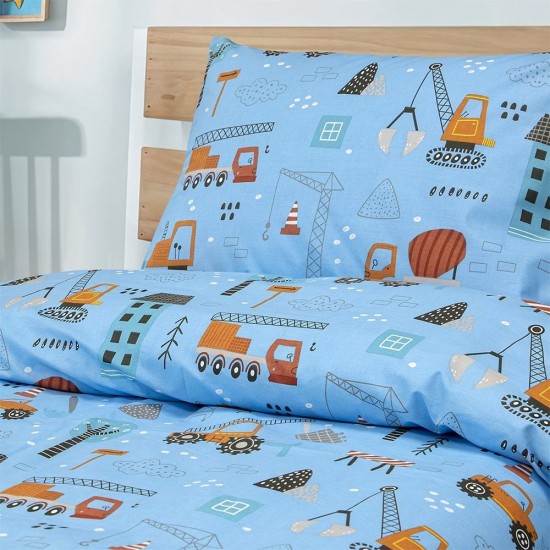Σεντόνια Παιδικά Μονά Σετ Playground Town Petrol Cotton Lino (170x260) 3Τεμ