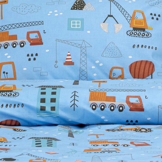 Σεντόνια Παιδικά Μονά Σετ Playground Town Petrol Cotton Lino (170x260) 3Τεμ