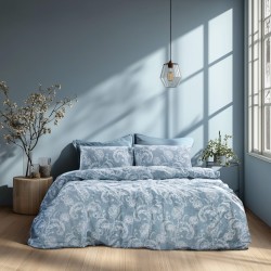 Παπλωματοθήκη Υπέρδιπλη Σετ Elysian Blue Cotton Lino (230x250) 3Τεμ