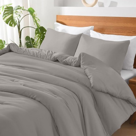 Μαξιλαροθήκες Σετ Basico Grey Polycotton Lino (170x260) 1Τεμ