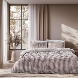 Παπλωματοθήκη Υπέρδιπλη Σετ Elan Beige Cotton Lino (230x250) 3Τεμ