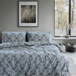 Παπλωματοθήκη Υπέρδιπλη Σετ Loomo Blue Cotton Lino (230x250) 3Τεμ