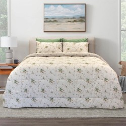 Παπλωματοθήκη Υπέρδιπλη Σετ Rosalie Green Cotton Lino (220x240) 3Τεμ