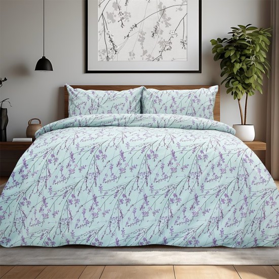 Παπλωματοθήκη Μονή Σετ Amandes Lilac Cotton Lino (165x245) 2Τεμ