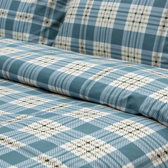 Παπλωματοθήκη Υπέρδιπλη Σετ Panier Blue Cotton Lino (225x245) 3Τεμ