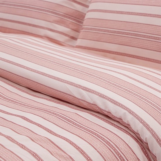 Σεντόνια Μονά Σετ Carril Pink Cotton Lino (105x200+32 ) Με Λάστιχο 3Τεμ