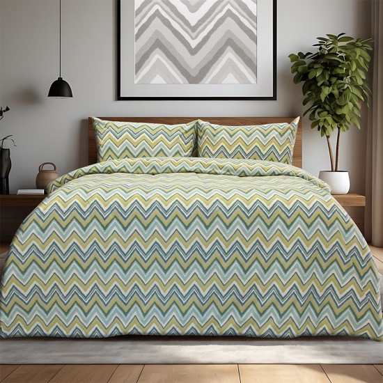Παπλωματοθήκη Μονή Σετ Flots Petrol Cotton Lino (165x245) 2Τεμ