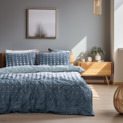 Παπλωματοθήκη Υπέρδιπλη Σετ Nuda Petrol Cotton Lino (230x250) 3Τεμ