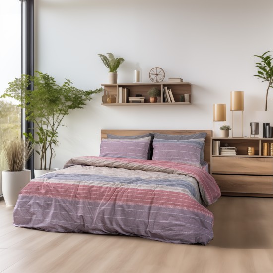 Παπλωματοθήκη Μονή Σετ Serica Lilac Cotton Lino (170x250) 2Τεμ