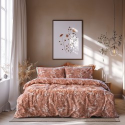 Παπλωματοθήκη Υπέρδιπλη Σετ Celestia Terracota Cotton Lino (230x250) 3Τεμ