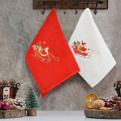 Πετσέτες Χριστουγεννιάτικες Σετ Xmas Kizak Cotton Lino (30x50) 2Τεμ