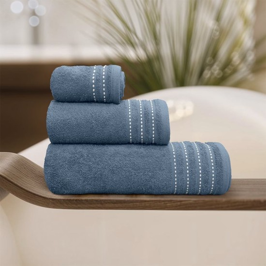 Πετσέτες Σετ Veluva Petrol Cotton Lino 3Τεμ