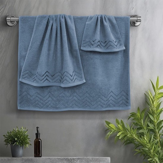 Πετσέτες Σετ Wavie Petrol Cotton Lino 3Τεμ