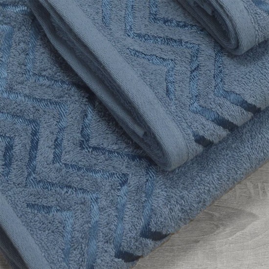 Πετσέτες Σετ Wavie Petrol Cotton Lino 3Τεμ