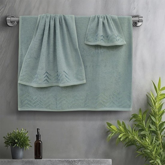 Πετσέτες Σετ Wavie Mint Cotton Lino 3Τεμ