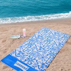 Πετσέτα Θαλάσσης Beach Towels Azul Blue Cotton Lino (90x165) 1Τεμ