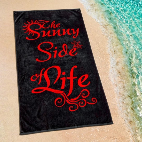 Πετσέτα Θαλάσσης Sunny Life D.Grey-Red Cotton Lino (86X160) 1Τεμ