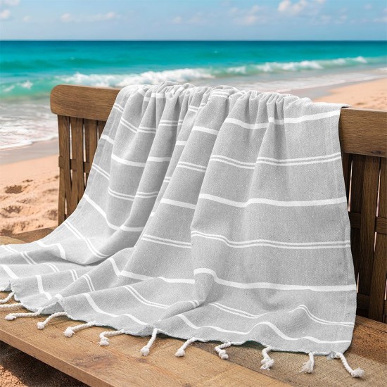 Πετσέτα Παρεό-Pestemal Veliu Grey Cotton Lino (90x180) 1Τεμ