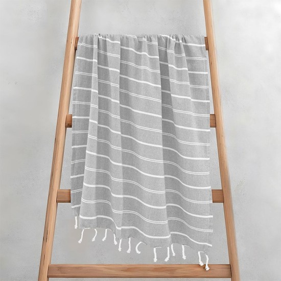 Πετσέτα Παρεό-Pestemal Veliu Grey Cotton Lino (90x180) 1Τεμ