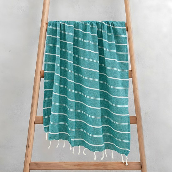Πετσέτα Παρεό-Pestemal Veliu Petrol Cotton Lino (90x180) 1Τεμ