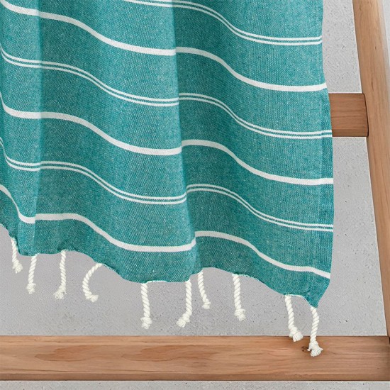 Πετσέτα Παρεό-Pestemal Veliu Petrol Cotton Lino (90x180) 1Τεμ